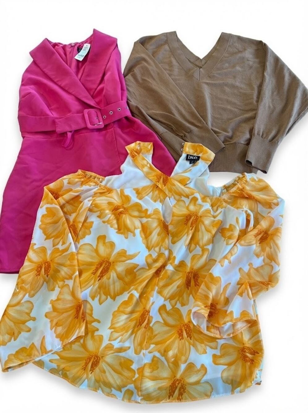 Tops Romper Women's S Small Pink Floral Tan NWT & Worn Once Lot of 3